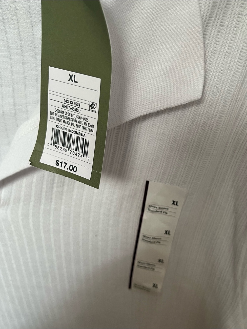 Goodfellow & Co White Ribbed Short-Sleeve Tee - XL